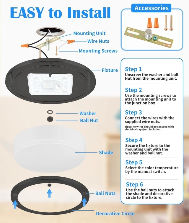 Alt view image 6 of 7 - 10 Matt Black Ceiling Light Fixture -10 Inch Flush Mount LED Ceiling Light for Bedroom Bathroom Closet Kitchen LED Fixture 2700K/3000K/3500K/4000K/5000K Adjustable,17W, ETL Listed