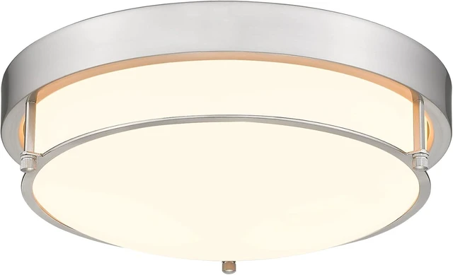 Main image of Close to Ceiling Light Fixtures, Bushed Nickel Farmhouse Ceiling Light with 2 Light for Laundry Kitchen Bedroom Bathroom, 4822-BN