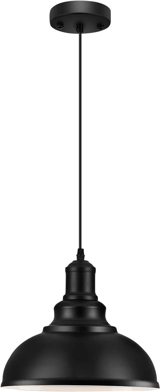Main image of LOEHINLE Pendant Lighting Vintage Industrial Fixtures, Black Metal Farmhouse Lights, Ceiling Lamp for Kitchen Home Island Dining Room Bedroom, 11.4 inches