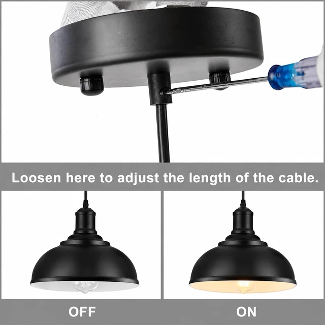 Alt view image 3 of 7 - LOEHINLE Pendant Lighting Vintage Industrial Fixtures, Black Metal Farmhouse Lights, Ceiling Lamp for Kitchen Home Island Dining Room Bedroom, 11.4 inches