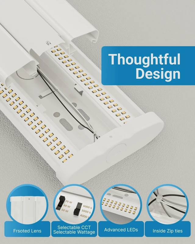 Alt view image 3 of 7 - Sunco 4 Pack 4FT LED Shop Light Wraparound, Dual Selectable, 3CCT, 50-70W
