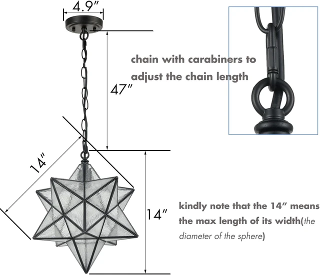 Alt view image 6 of 7 - CLAXY 14" Moravian Star Pendant Light Seeded Glass Black Star Light