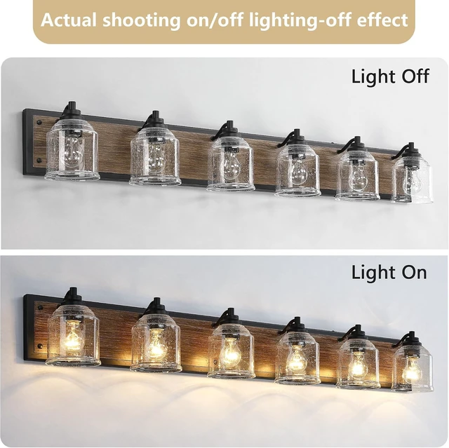 Alt view image 4 of 7 - 6-Light Vanity Lights for Bathroom Large 48" with Bubble Glass Shade