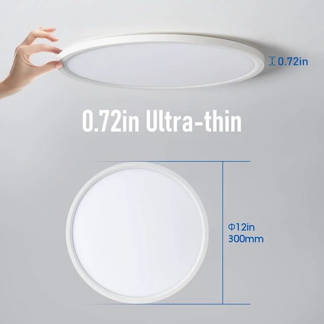 Alt view image 4 of 7 - 6 Pack 12 Inch Hardwired Dimmable LED Flush Mount Ceiling Light Fixtures, 24W 2640LM 3000K/4000K/5000K, House Upgrade Led Lights for Bedroom Hallway Laundry Room Rental Units, 240W Equiv., Black