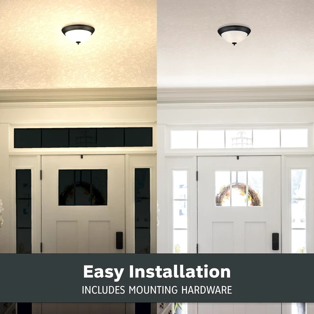 Alt view image 5 of 6 - Designers Fountain Flush Mount Ceiling Light, 11 Inch Frosted Glass Lighting Fixture for Kitchen, Bedroom, Bathroom, and Hallway, LED Bulbs Not Included, Matte Black