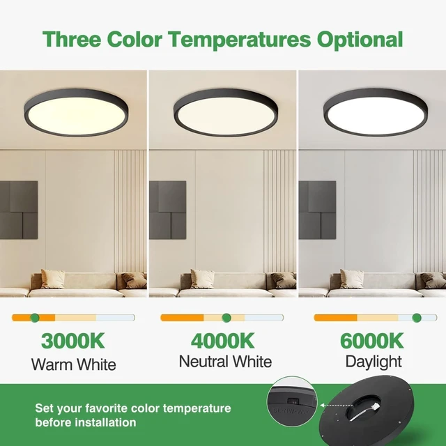 Alt view image 2 of 7 - 15.8Inch 4PK Black LED Flush Mount Ceiling Light,32W,3480LM,3CCT Selectable