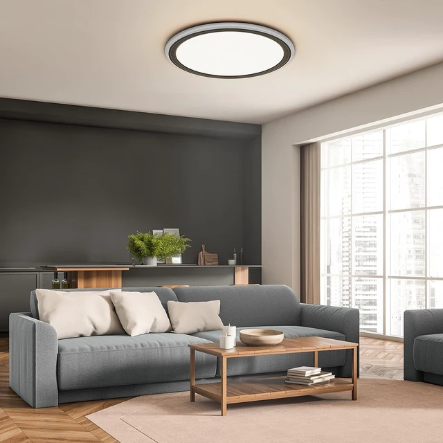 Alt view image 7 of 7 - BLNAN 13in LED Flush Mount Ceiling Light Fixture with Remote Control, Dimmable Night Light 2000K, 3000K-6500K 24W Wired Low Profile Light for Bedroom, Kitchen, Living Room, Round Black