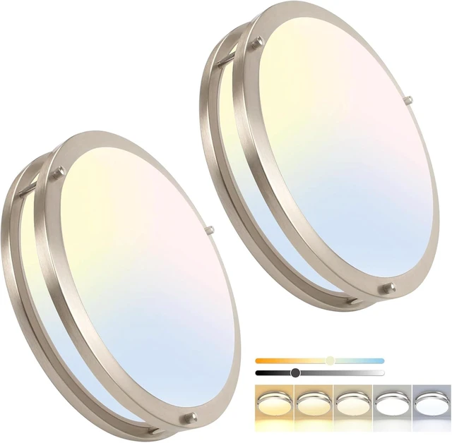 Main image of OOWOLF 13inch LED Flush Mount Ceiling Light Fixture 5CCT Brushed Nickel