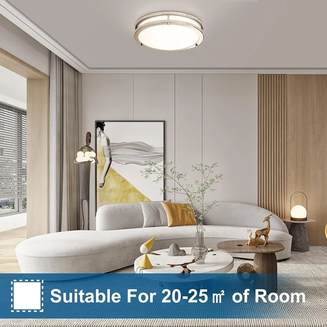 Alt view image 6 of 7 - OOWOLF 13inch LED Flush Mount Ceiling Light Fixture 5CCT Brushed Nickel