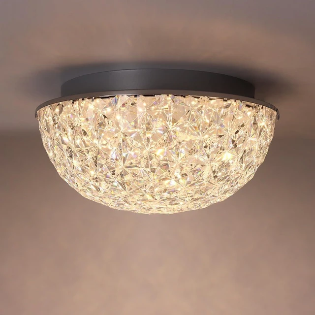 Main image of DAKASON 12in LED Crystal Chandelier Flush Mount, 3000K/4000K/5000K 3CCT