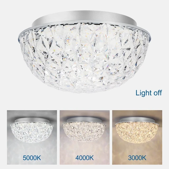 Alt view image 2 of 7 - DAKASON 12in LED Crystal Chandelier Flush Mount, 3000K/4000K/5000K 3CCT