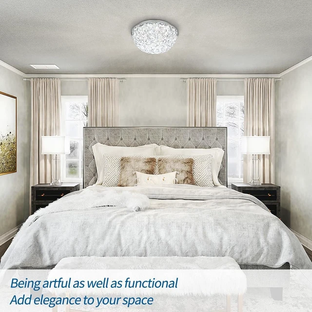 Alt view image 5 of 7 - DAKASON 12in LED Crystal Chandelier Flush Mount, 3000K/4000K/5000K 3CCT