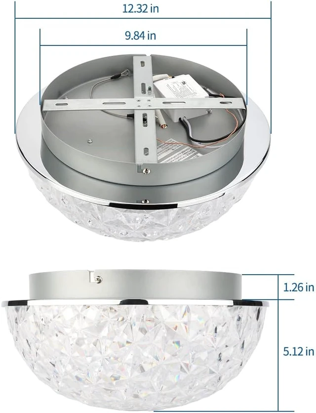 Alt view image 7 of 7 - DAKASON 12in LED Crystal Chandelier Flush Mount, 3000K/4000K/5000K 3CCT
