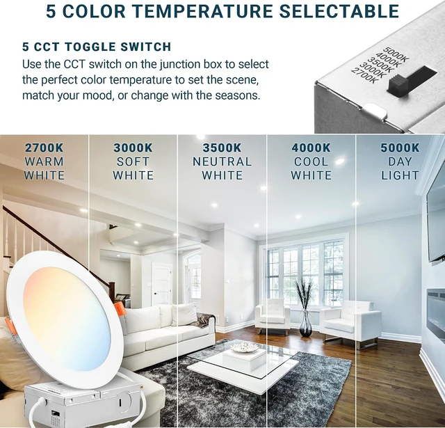 Alt view image 3 of 7 - PARMIDA 24 Pack 6 Inch LED Recessed Ceiling Light 5CCT Ultra-Thin ETL