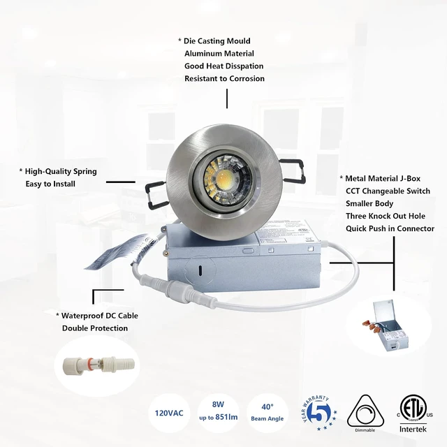 Alt view image 4 of 6 - POPANU 3 Inch Gimbal LED Recessed Light 6 Pack,Adjustable Downlight, Nickel