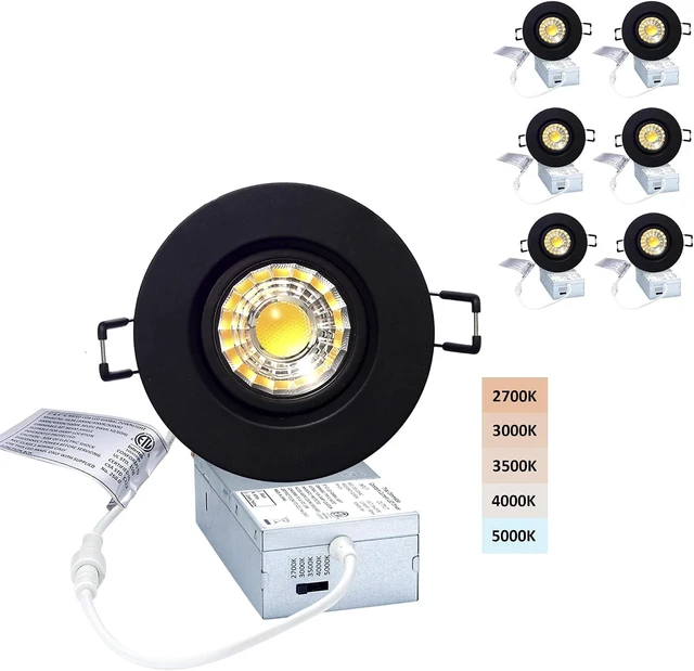 Main image of POPANU 3 Inch LED Recessed Lights 6 Pack,Adjustable Gimbal Downlight, Black