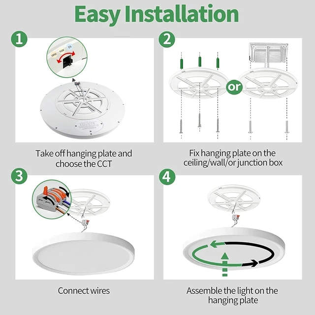 Alt view image 7 of 7 - 20 Inch Large LED Flush Mount Ceiling Light, 40W,4350LM, 3000K/4000K/6000K CCT Selectable,White Round Flat Panel Light Low Profile Ceiling Light Fitures for Hallway, Kitchen, Bedroom, Laundry(1PK)