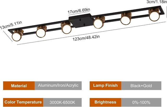Alt view image 3 of 7 - Garwarm 48 Inch Modern Dimmable LED Track Lighting with Remote, Flush Mount