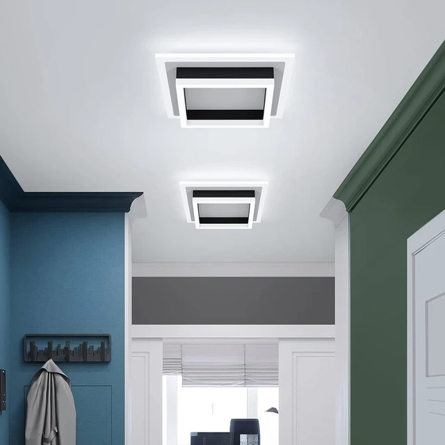Alt view image 2 of 7 - EIDISUNY 32W Modern LED Ceiling Light, Small Flush Mount Light Fixture, 6500K Cold White Ceiling Lamp, Square Hallway Lighting Fixtures for Living Room Bedroom Bathroom Kitchen (White, Cold White)