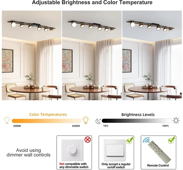 Alt view image 2 of 7 - Garwarm 48 Inch Modern Dimmable LED Track Lighting with Remote, Flush Mount