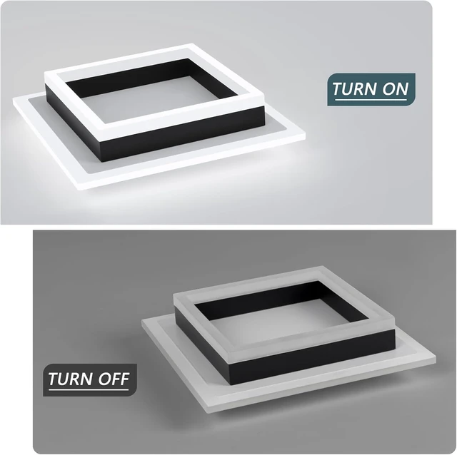 Alt view image 4 of 7 - EIDISUNY 32W Modern LED Ceiling Light, Small Flush Mount Light Fixture, 6500K Cold White Ceiling Lamp, Square Hallway Lighting Fixtures for Living Room Bedroom Bathroom Kitchen (White, Cold White)