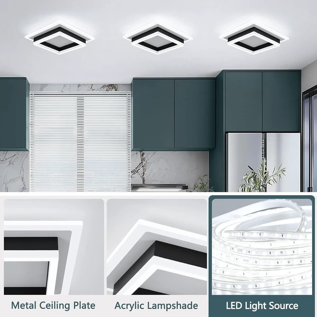 Alt view image 5 of 7 - EIDISUNY 32W Modern LED Ceiling Light, Small Flush Mount Light Fixture, 6500K Cold White Ceiling Lamp, Square Hallway Lighting Fixtures for Living Room Bedroom Bathroom Kitchen (White, Cold White)