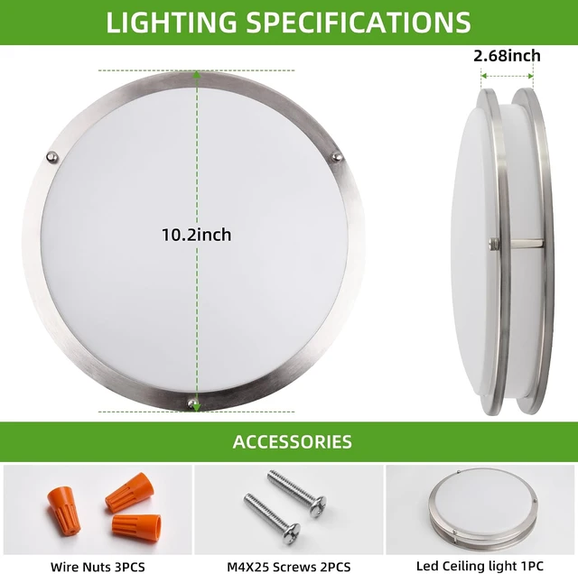 Alt view image 2 of 7 - Hlite 10inch LED Flush Mount Ceiling Light,1800LM,5000K Daylight White