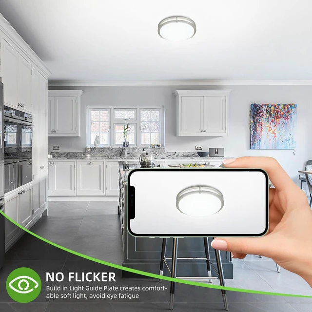 Alt view image 6 of 7 - Hlite 10inch LED Flush Mount Ceiling Light,1800LM,5000K Daylight White