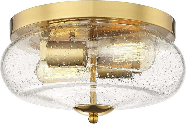 Main image of Darkaway Ceiling Light Fixtures Flush Mount, Indoor Outdoor Ceiling Light with Seeded Glass Shade for Hallway, Kitchen, Bedroom, Porch, Gold