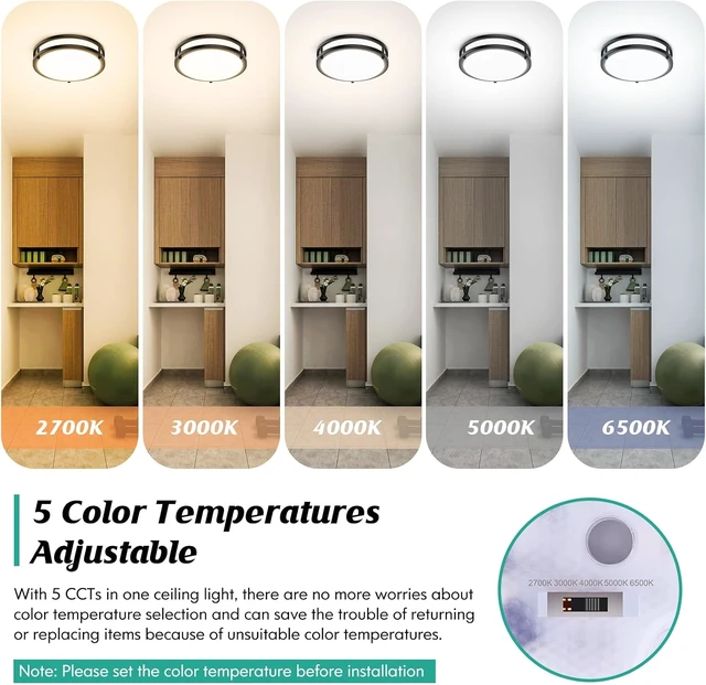 Alt view image 3 of 7 - Brightever Flush Mount Ceiling Light Black 30W 5CCT Dimmable 10 Inch 2-Pack