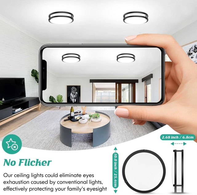 Alt view image 6 of 7 - Brightever Flush Mount Ceiling Light Black 30W 5CCT Dimmable 10 Inch 2-Pack