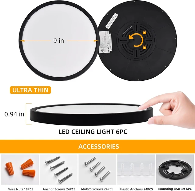 Alt view image 2 of 7 - Hlite 9 Inch LED Flush Mount Ceiling Light,1800LM,6 Pack,3CCT
