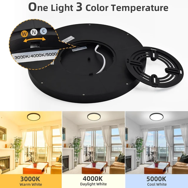 Alt view image 4 of 7 - Hlite 9 Inch LED Flush Mount Ceiling Light,1800LM,6 Pack,3CCT