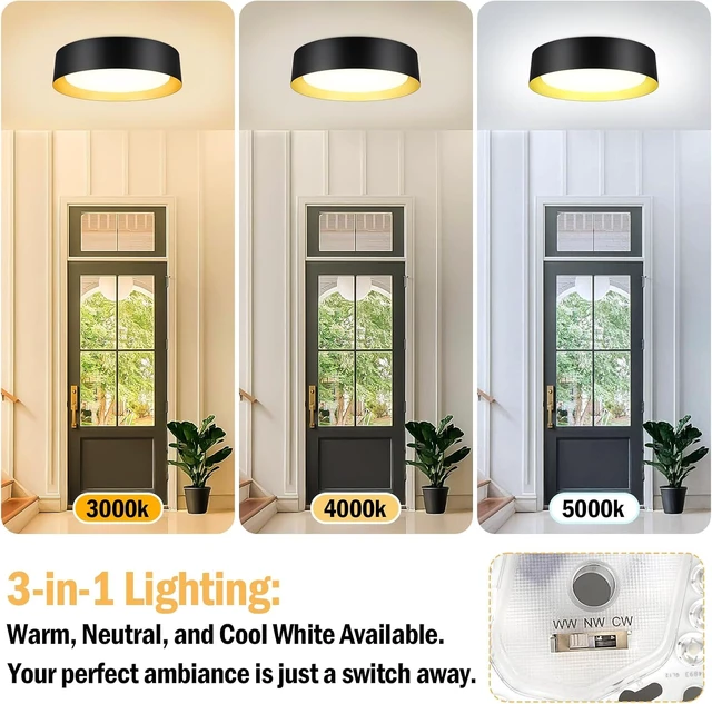 Alt view image 3 of 7 - BrightHome Flush Mount Ceiling Light, 13in Modern Ceiling Light 3/4/5000K