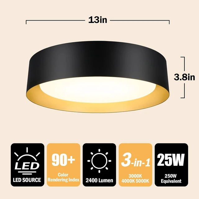 Alt view image 7 of 7 - BrightHome Flush Mount Ceiling Light, 13in Modern Ceiling Light 3/4/5000K