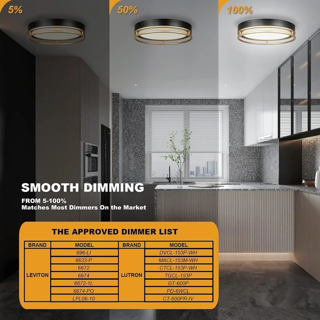 Alt view image 5 of 7 - 12.5 Inch LED Flush Mount Ceiling Light Fixture, 26W, Super Bright 1700 Lumens, 3 Color 3000K/4000K/5000K, Dimmable Ceiling Lamp for Bedroom Hallway Bathroom Kitchen Laundry (Black Gold)