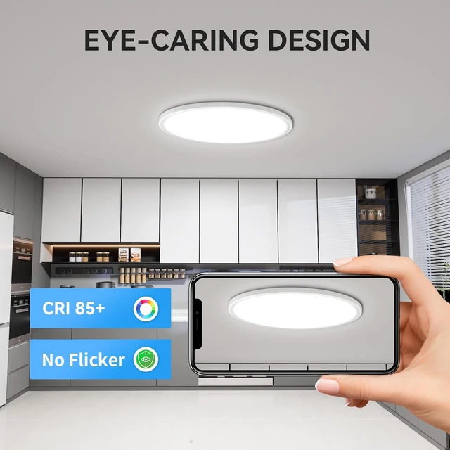 Alt view image 5 of 7 - WKONCLDY Two Pack 4700lm LED Flush Mount Ceiling Light, Super Slim 16 inch 5000K LED Ceiling Light for Bedroom, Living Room, Dining Room (White)