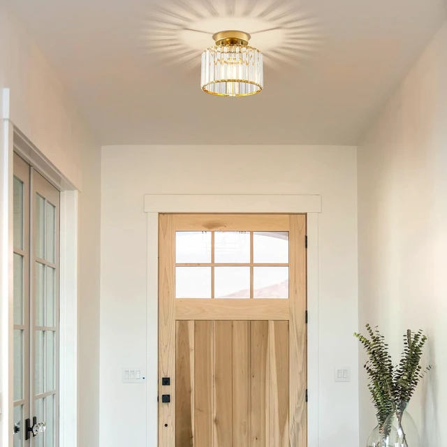 Alt view image 3 of 7 - Crystal Gold Semi Flush Ceiling Light 8.66 Inch