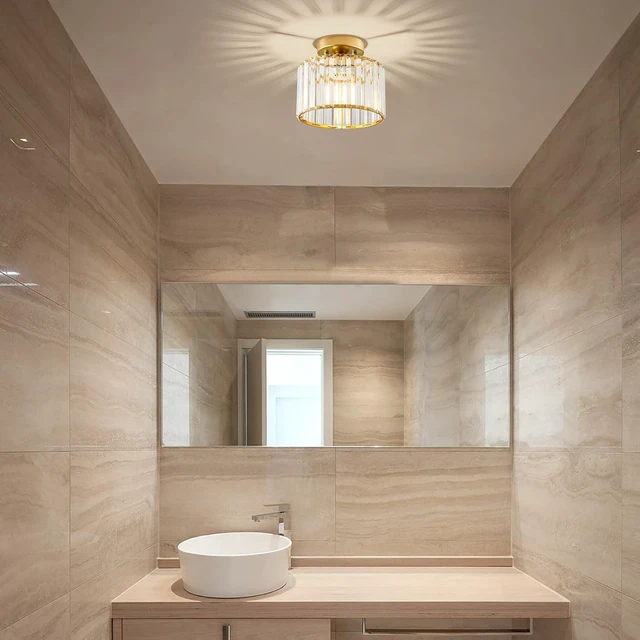 Alt view image 4 of 7 - Crystal Gold Semi Flush Ceiling Light 8.66 Inch