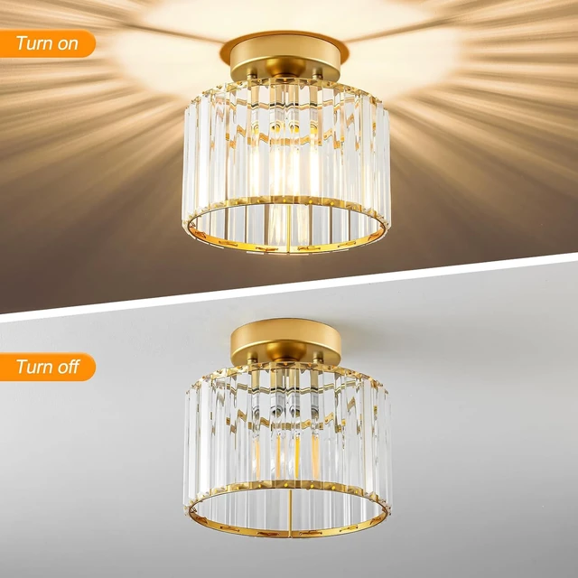 Alt view image 6 of 7 - Crystal Gold Semi Flush Ceiling Light 8.66 Inch