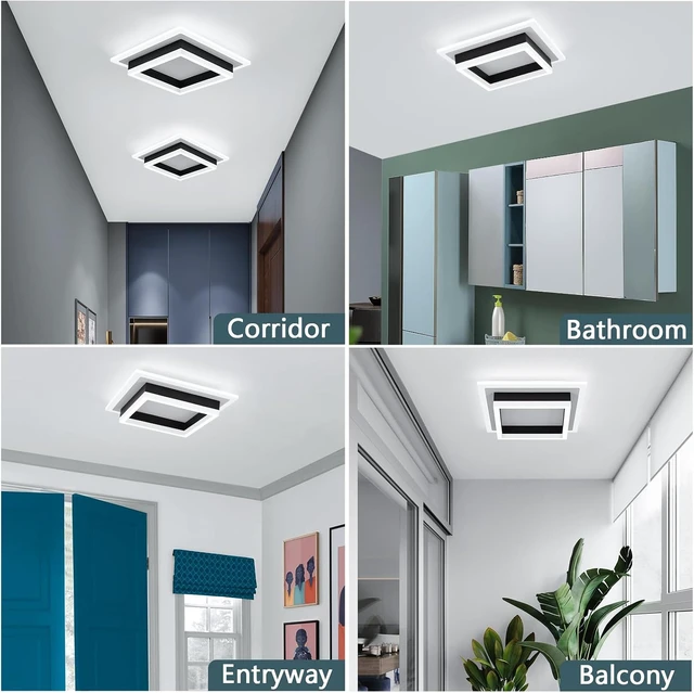 Alt view image 7 of 7 - EIDISUNY 32W Modern LED Ceiling Light, Small Flush Mount Light Fixture, 6500K Cold White Ceiling Lamp, Square Hallway Lighting Fixtures for Living Room Bedroom Bathroom Kitchen (White, Cold White)