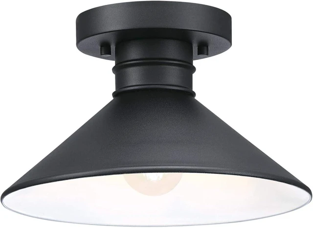 Main image of Westinghouse 6112900 Watts Creek 11 Inch Rustic/Arts & Crafts One-Light Outdoor Semi Flush Mount Ceiling Light, Dark Sky Friendly, Textured Black Finish