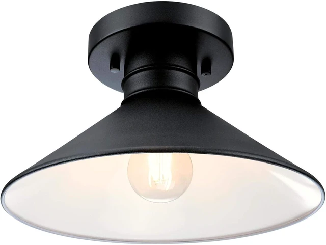Alt view image 2 of 6 - Westinghouse 6112900 Watts Creek 11 Inch Rustic/Arts & Crafts One-Light Outdoor Semi Flush Mount Ceiling Light, Dark Sky Friendly, Textured Black Finish
