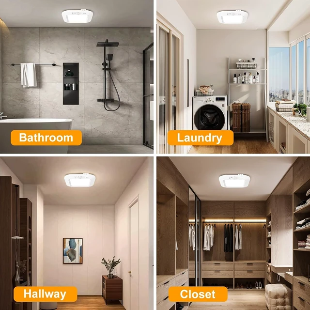 Alt view image 2 of 7 - Motion Sensor Battery Powered Ceiling Light, Closet Light 2-Pack