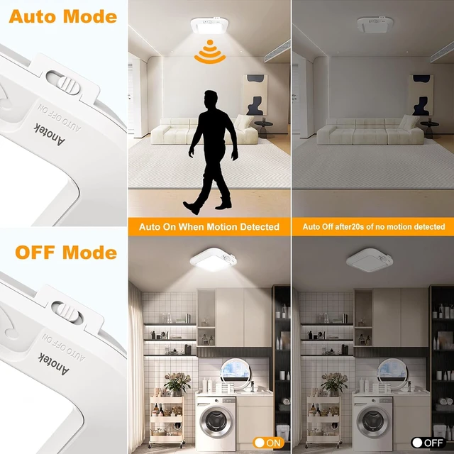 Alt view image 3 of 7 - Motion Sensor Battery Powered Ceiling Light, Closet Light 2-Pack