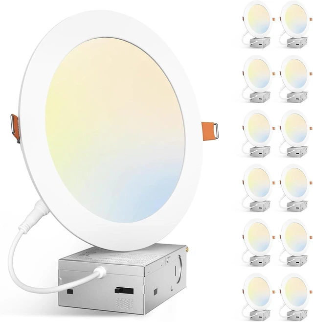 Main image of Amico 12 Pack 7 Inch 5CCT Ultra-Thin LED Canless Recessed Ceiling Downlight