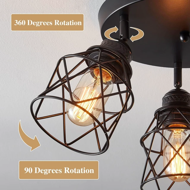Alt view image 2 of 7 - Kitchen Light Fixtures, Adjustable Semi Flush Mount Ceiling Light with E26 Base, Multi-Directional Lamp for Kitchen, Hallway, Dining Room, Farmhouse, Entryway