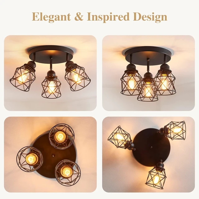 Alt view image 3 of 7 - Kitchen Light Fixtures, Adjustable Semi Flush Mount Ceiling Light with E26 Base, Multi-Directional Lamp for Kitchen, Hallway, Dining Room, Farmhouse, Entryway