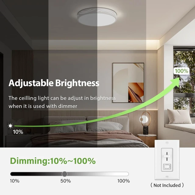 Alt view image 2 of 7 - Modern White Ceiling Light,Round Dimmable Ceiling Light Fixture 11.81 in