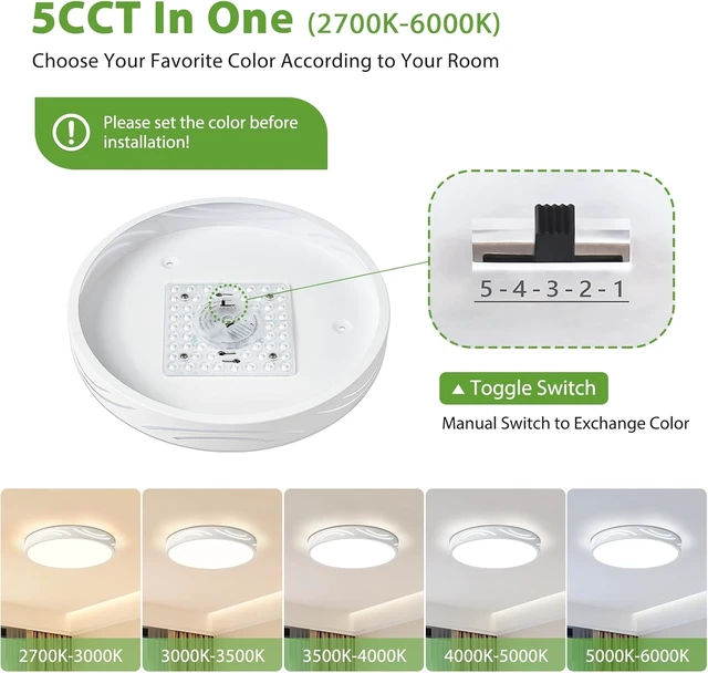 Alt view image 3 of 7 - Modern White Ceiling Light,Round Dimmable Ceiling Light Fixture 11.81 in